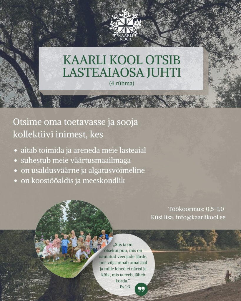 Kaarli Kool otsib lasteaia osa juhti!