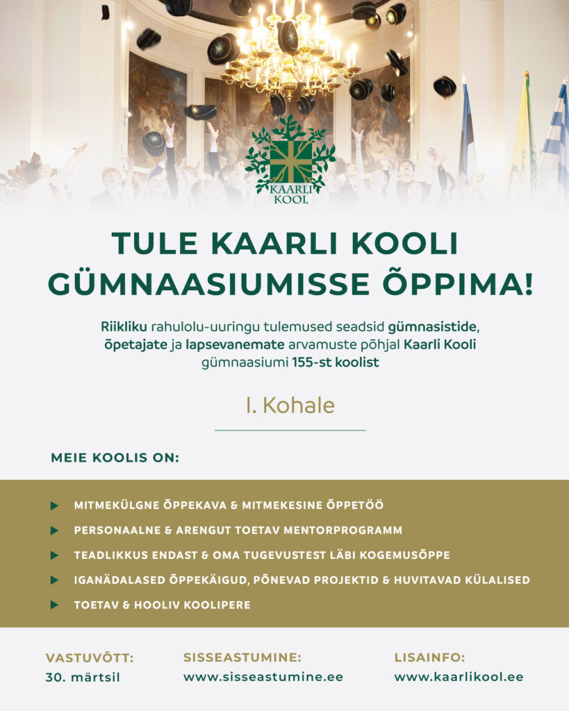 Tule Kaarli Kooli gümnaasiumisse õppima!